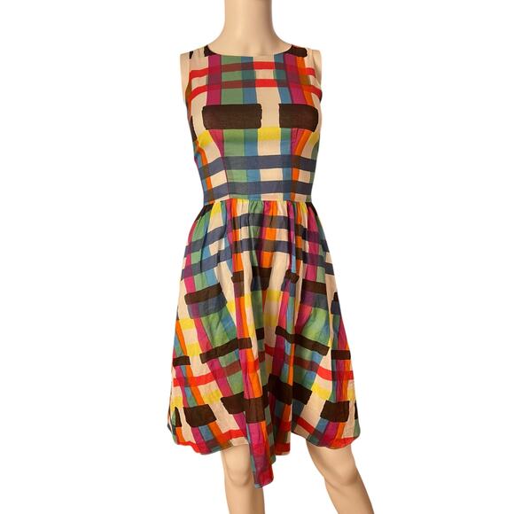 Ruby Belle Checkered Rainbow Plaid A-Line Sleeveless Dress Size US 2 - Picture 1 of 5